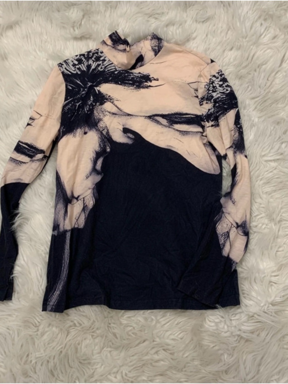 Women’s Long Sleeve Mock Neck Top in Black and Blush